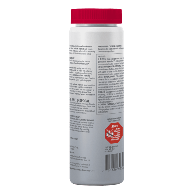 Leisure Time Sodium Bromide 1 lb – Spa & Hot Tub Startup Enhancer – Quick Dissolving Formula – Includes Scum Sponge and 7-in-1 Test Strips