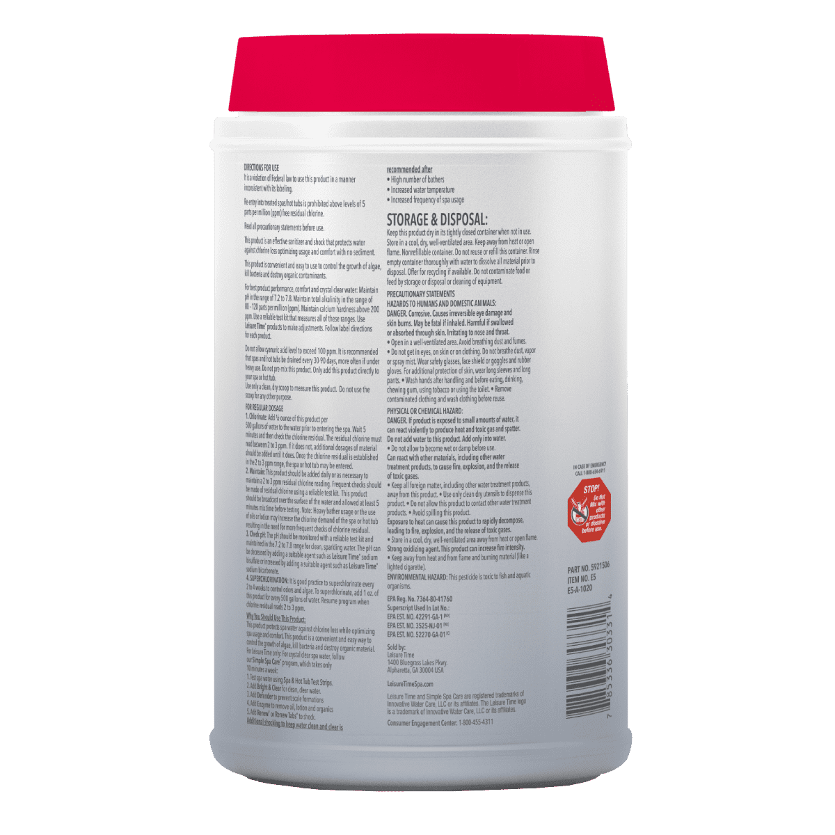 Leisure Time Spa 56 Chlorinating Granules 5 LBS – Fast-Acting Spa Sanitizer – Crystal Clear Water – Includes Scum Sponge and 7-in-1 Test Strips