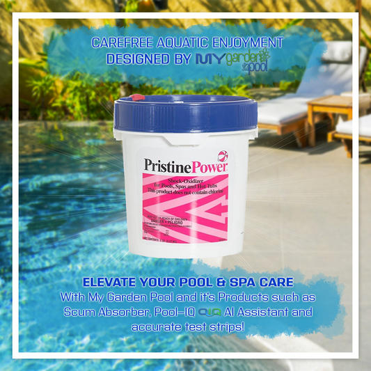 PristinePower 5 lbs – Powerful Spa and Pool Oxidizer – Clears Water Fast – Includes Scum Sponge, Flower Oil-Absorbing Sponge, and 7-in-1 Test Strips