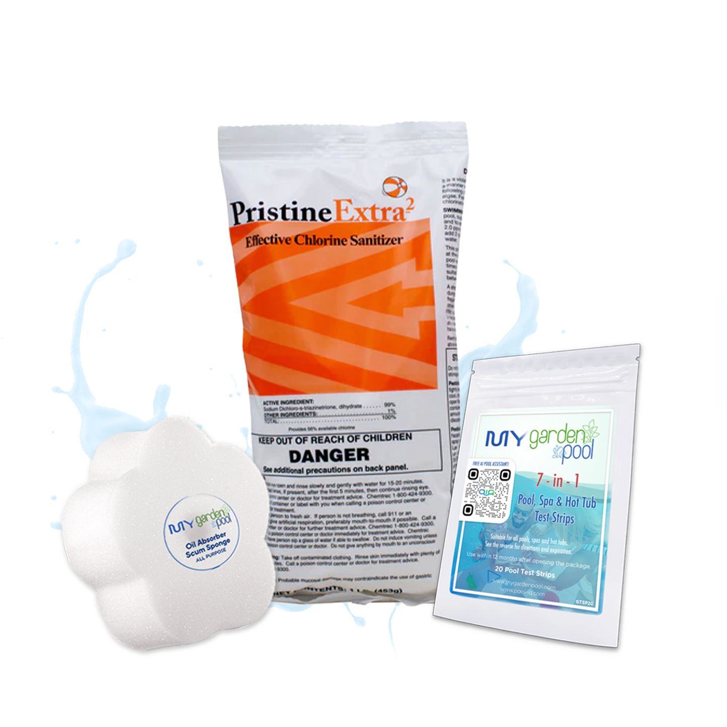 PristineExtra – 1 LB – Multi-Purpose Shock Oxidizer – Includes Scum Sponge & Test Strips