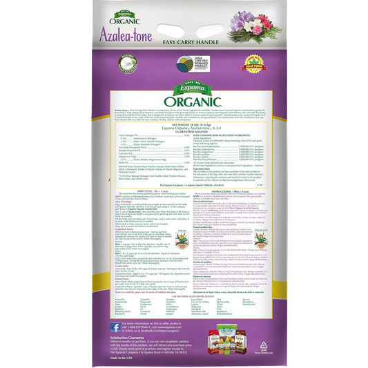 Espoma Azalea-tone 18 lb – Acid-Loving Plant Fertilizer + Free Claw Gloves & pH Test Kit
