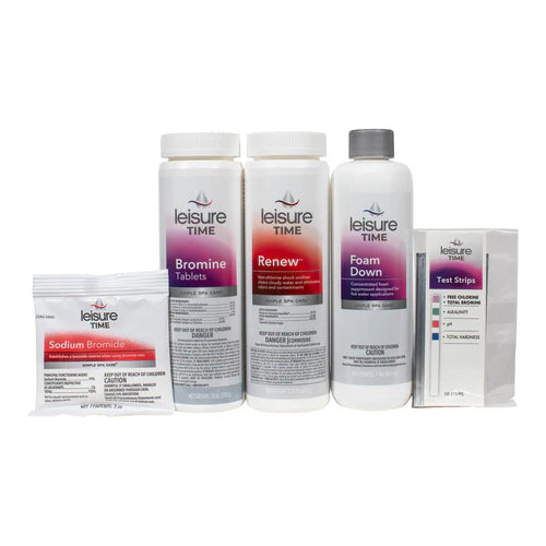 Leisure Time Bromine Start Up Kit – Complete Spa Water Start-Up Kit – Easy Bromine System Setup – Includes Scum Sponge and 7-in-1 Test Strips