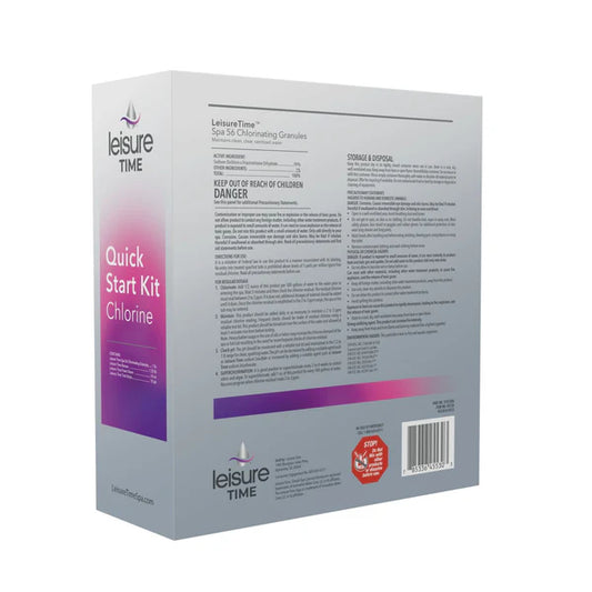 Leisure Time Chlorine Start Up Kit – Complete Chlorine Spa Start-Up Kit – Simple Water Balancing – Includes Scum Sponge and 7-in-1 Test Strips