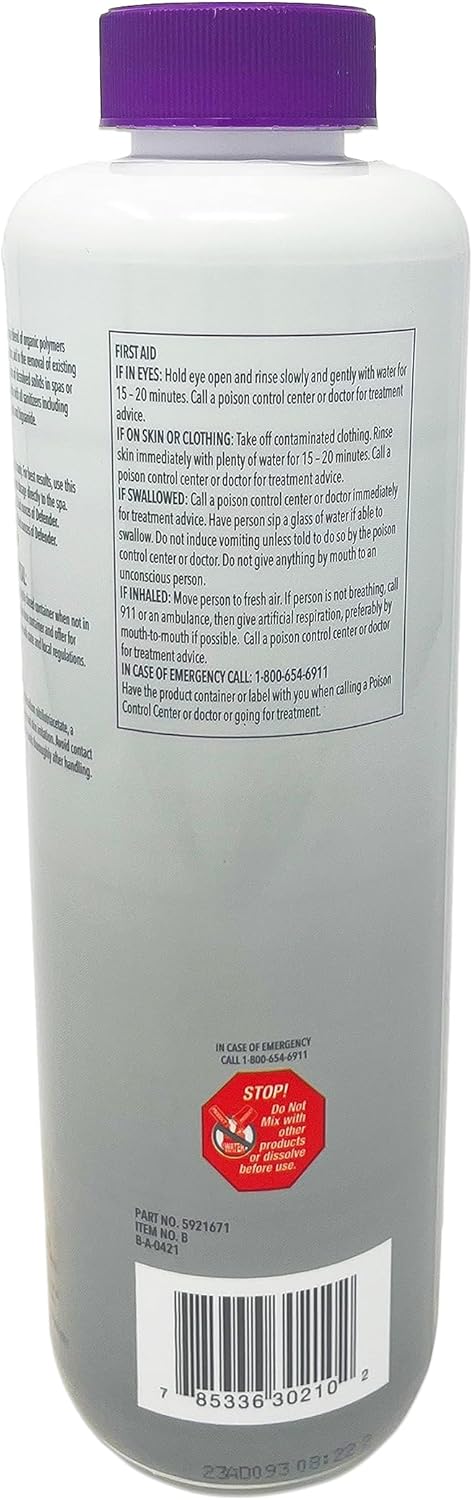 Leisure Time Defender 32 fl oz – Prevents Spa Scale Buildup – Enhances Water Clarity – Includes Scum Sponge and 7-in-1 Test Strips