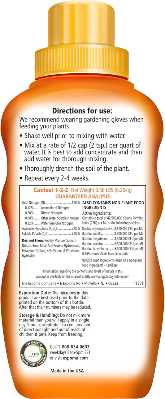 Cactus! 8 oz – Espoma Organic Cactus & Succulent Fertilizer – Includes My Garden Pool Claw Gloves & Soil pH Test Strips