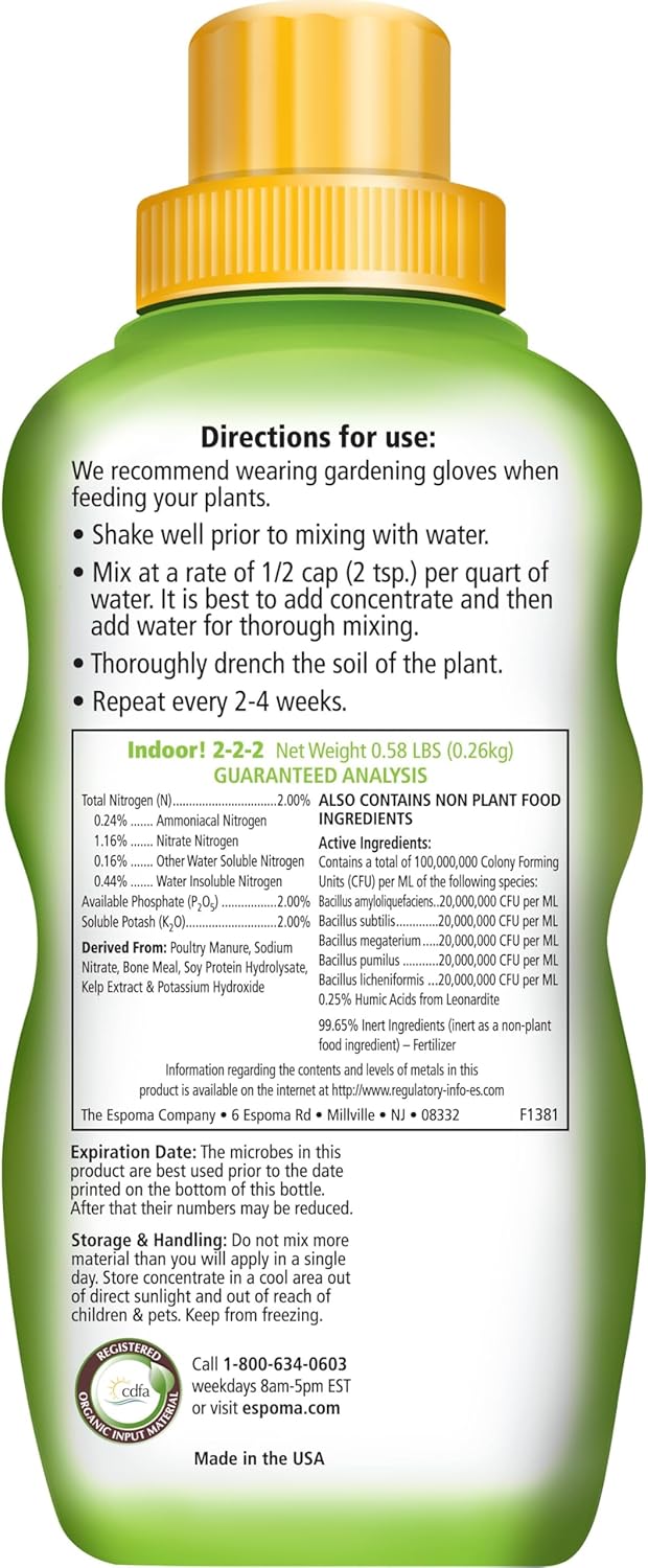 Indoor! 8 oz – Espoma Organic Houseplant Fertilizer – Includes My Garden Pool Claw Gloves & Soil pH Test Strips