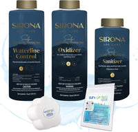 Sirona 3 Step 6 lbs – Complete Spa Care Kit – Sanitizer, Oxidizer, and Conditioner – Includes Scum Sponge and 7-in-1 Test Strips