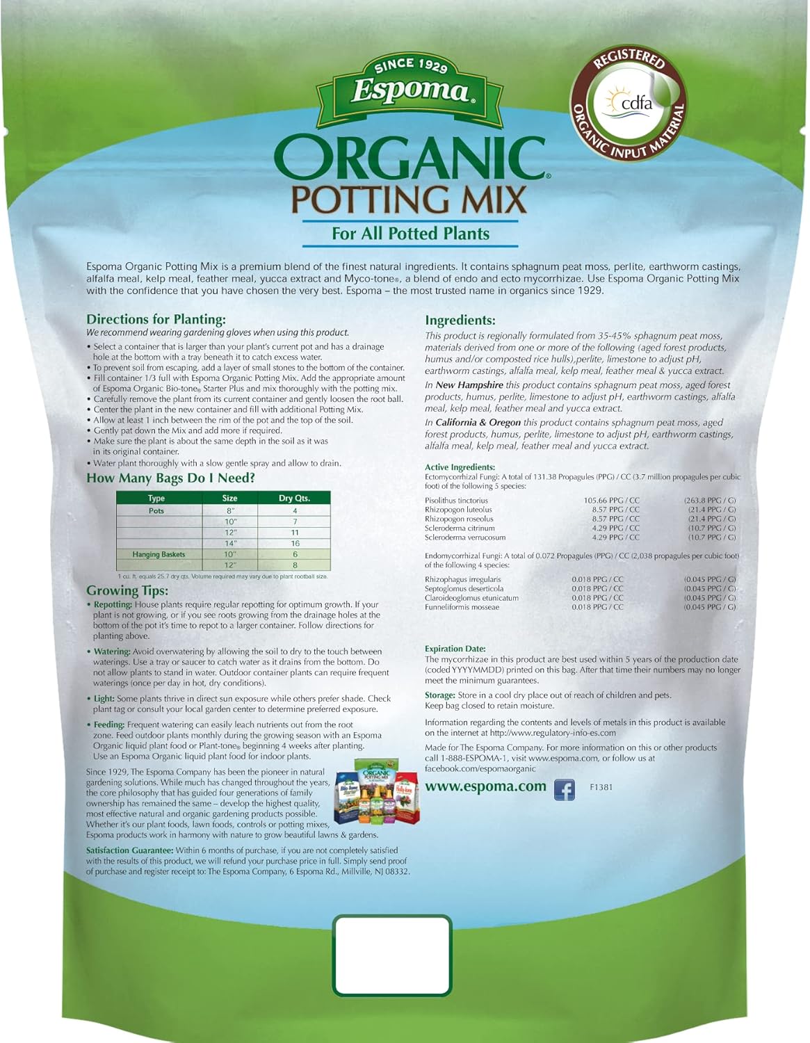 Espoma Organic Potting Mix 4 qt – All-Natural Indoor & Outdoor Planting Soil – Bonus Claw Gloves & Soil pH Test Kit