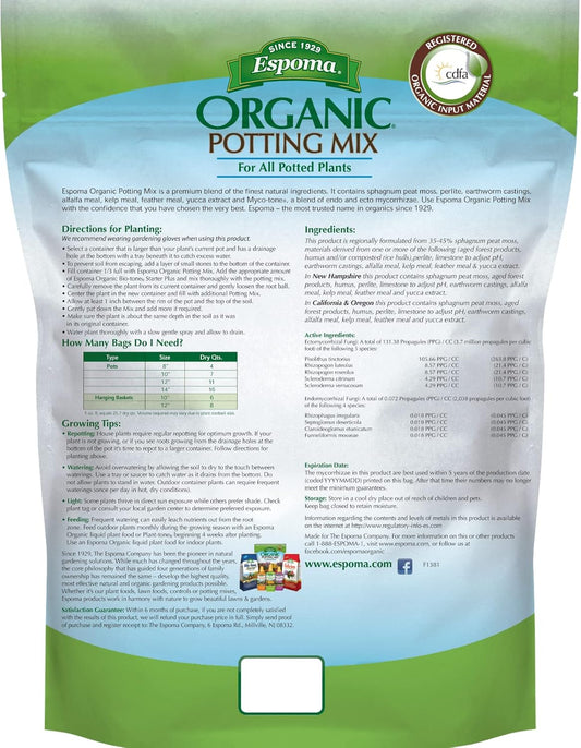 Espoma Organic Potting Mix 4 qt – All-Natural Indoor & Outdoor Planting Soil – Bonus Claw Gloves & Soil pH Test Kit