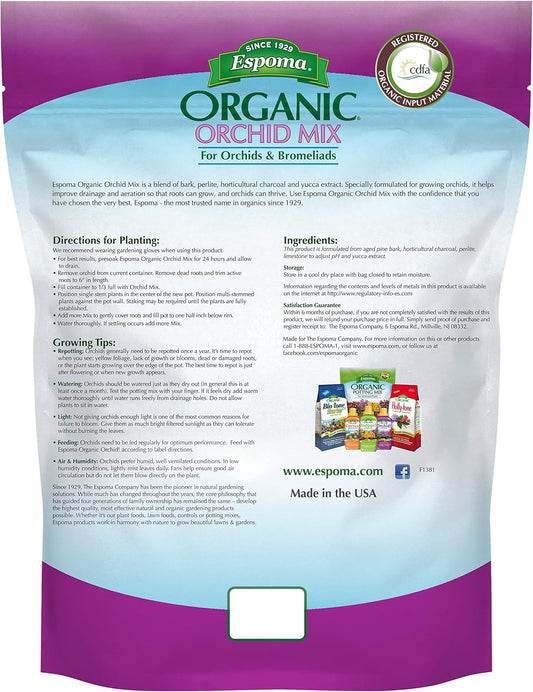 Espoma Organic Orchid Mix 4 qt – Premium Bark-Based Blend for Orchids – Free Claw Gloves & Soil pH Test Kit