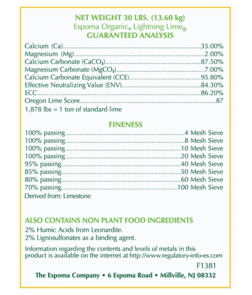 Espoma Lightning Lime 30 lb – Fast-Acting Calcium Lawn Supplement – Includes My Garden Pool Claw Gloves & Soil pH Test Strips