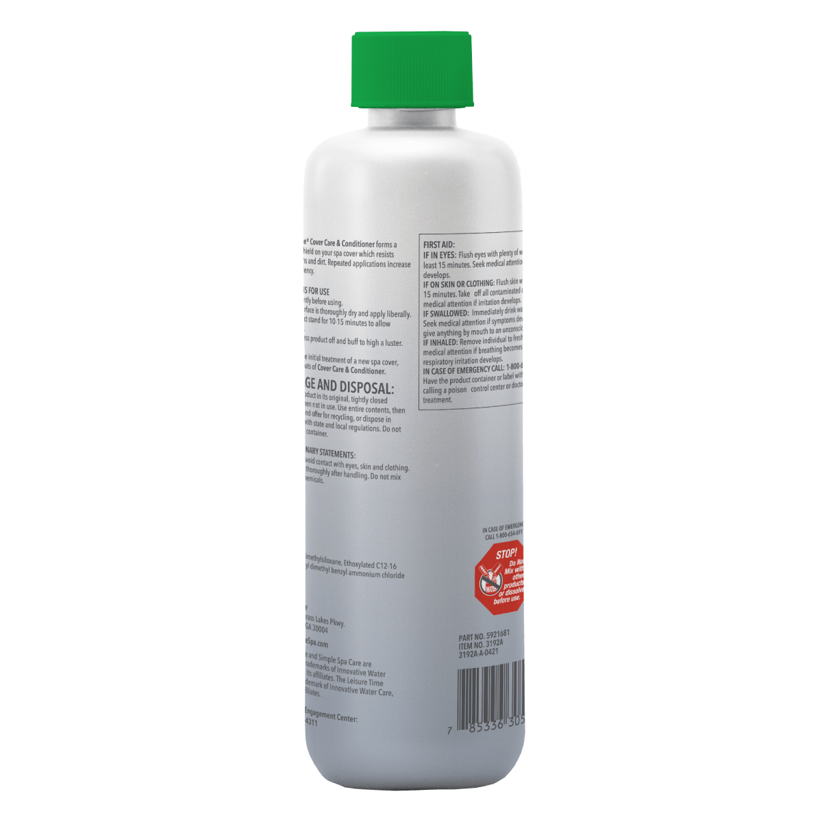 Leisure Time Cover Care & Conditioner 16 fl oz – Protects and Shines Spa Covers – UV Protection – Includes Scum Sponge and 7-in-1 Test Strips