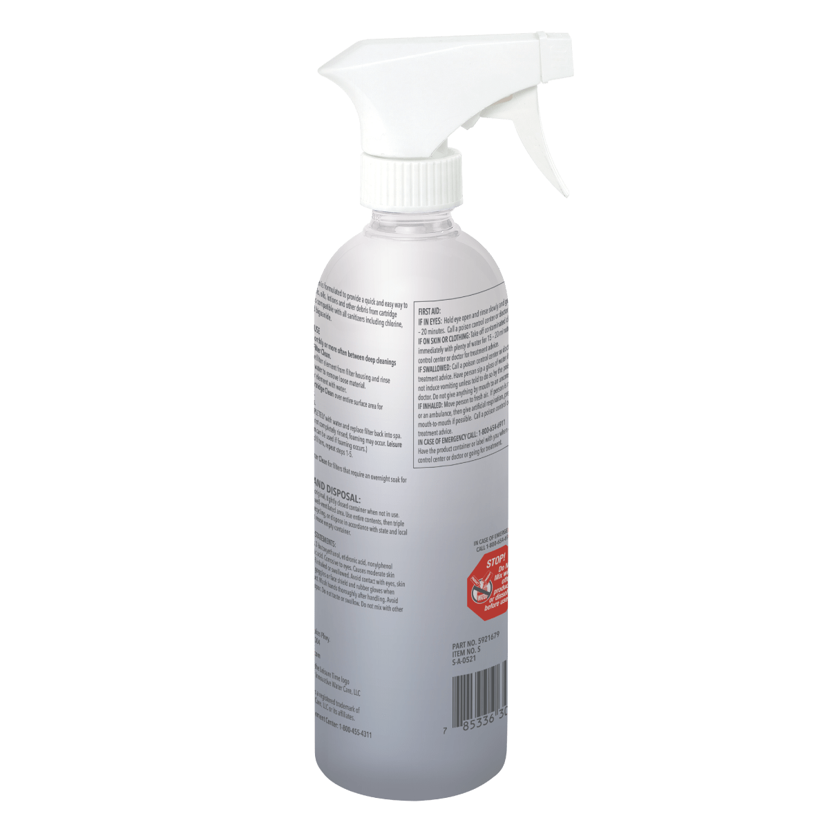 Leisure Time Instant Cartridge Clean 16 fl oz – Fast Spa Filter Cleaner – Spray-On Formula – Includes Scum Sponge and 7-in-1 Test Strips