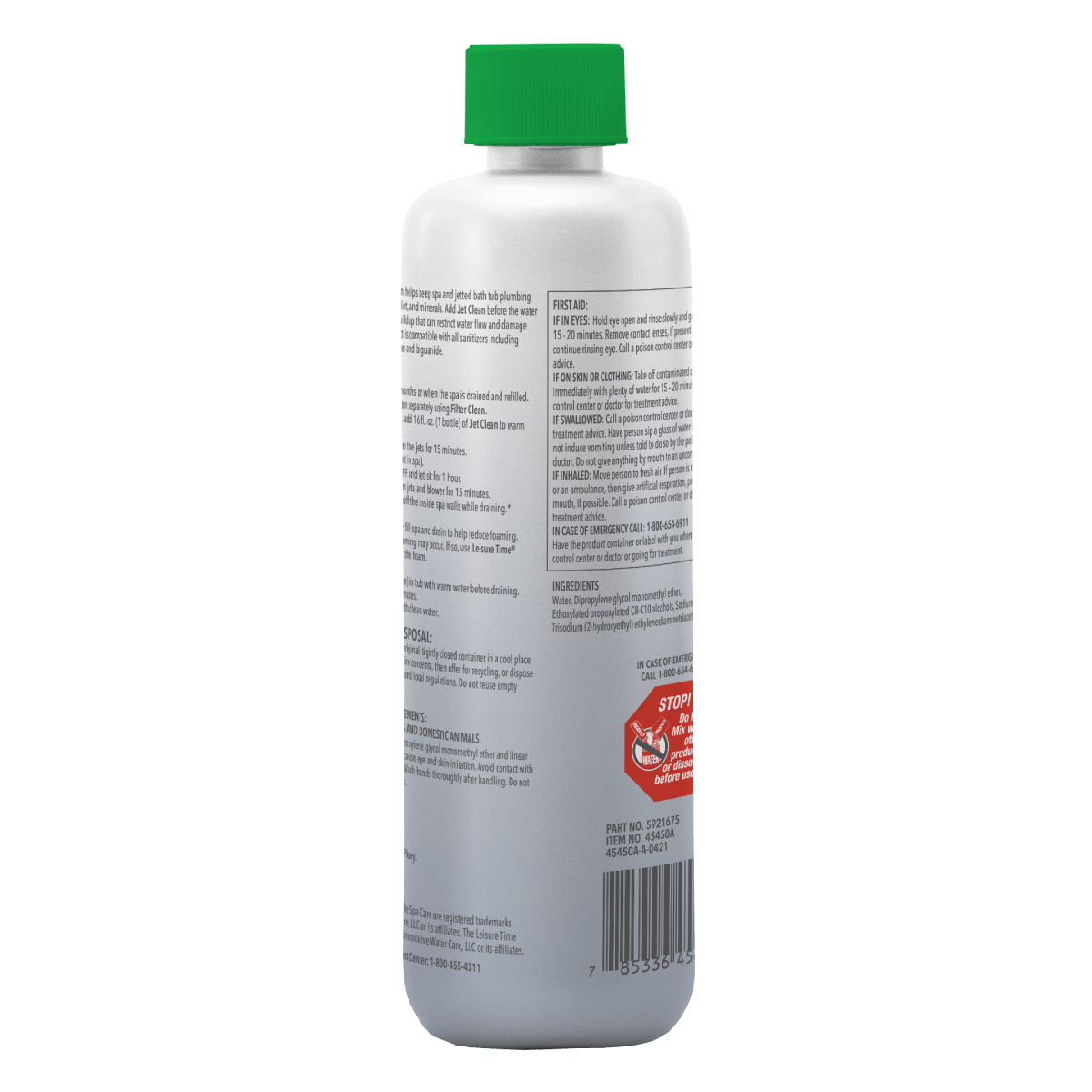 Leisure Time Jet Clean 16 fl oz – Deep Cleans Spa Jets and Plumbing – Easy System Maintenance – Includes Scum Sponge and 7-in-1 Test Strips