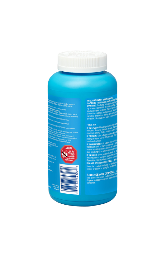 BAQUACIL Metal Control 1.3 lb – Prevents Stains from Iron, Copper & Other Metals – Protects Pool Surfaces – Includes Scum Socks & Test Strips