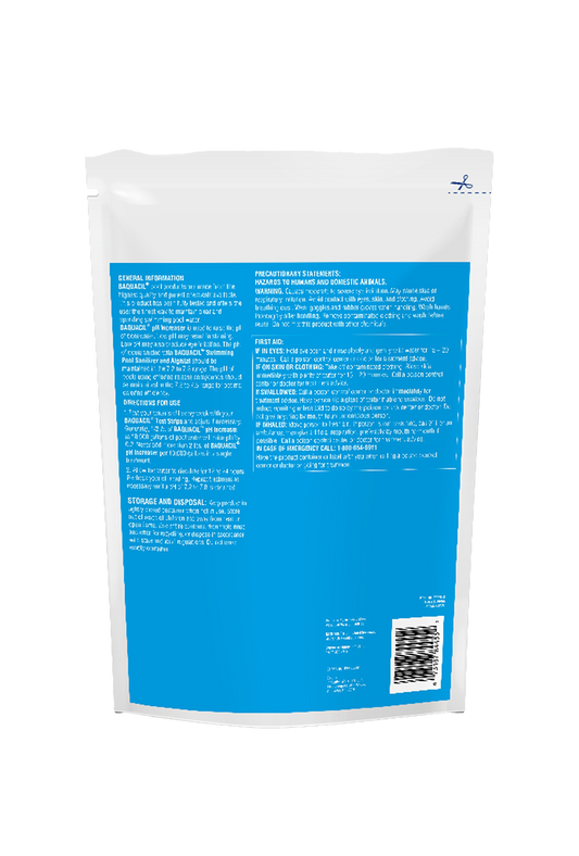 BAQUACIL pH Increaser – 4 lb Bag – Safely Raises Low pH in Chlorine-Free Pools – Helps Prevent Corrosion & Eye Irritation – Includes Scum Socks & Test Strips