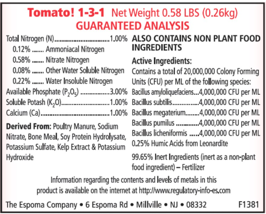 Tomato! 8 oz – Espoma Organic Liquid Tomato Fertilizer – Includes My Garden Pool Claw Gloves & Soil pH Test Strips