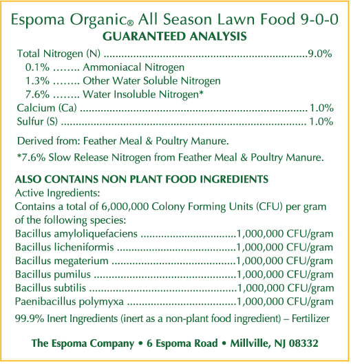 Espoma All Season Lawn Food 28 lb – Organic Lawn Fertilizer 10-0-2 – Includes My Garden Pool Claw Gloves & Soil pH Test Strips
