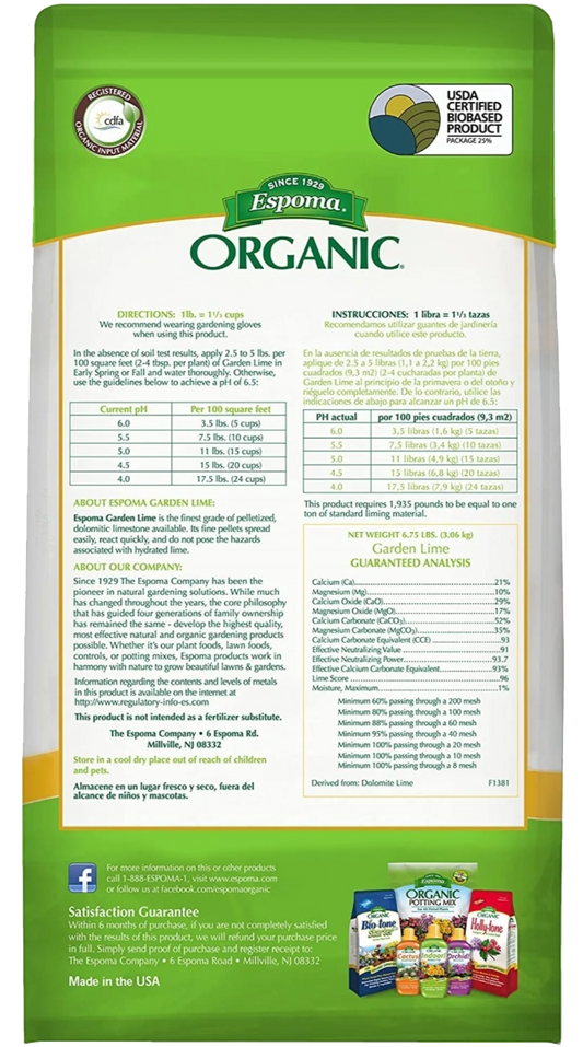 Espoma Garden Lime 5 lb – Organic Soil pH Adjuster for Healthier Plants – Includes Claw Gloves & Soil pH Test Kit