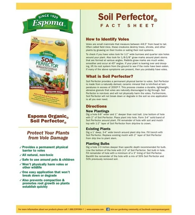 Espoma Soil Perfector 30 lb – Natural Soil Conditioner for Aeration and Drainage – Bonus Claw Gloves & Soil pH Test Kit
