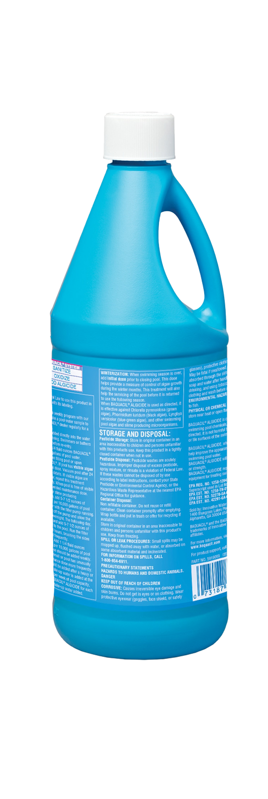 BAQUACIL Algicide 32 fl oz – Non-Foaming Algae Control for Chlorine-Free Pools – Prevents Green Algae Growth – Includes Test Strips & Scum Socks