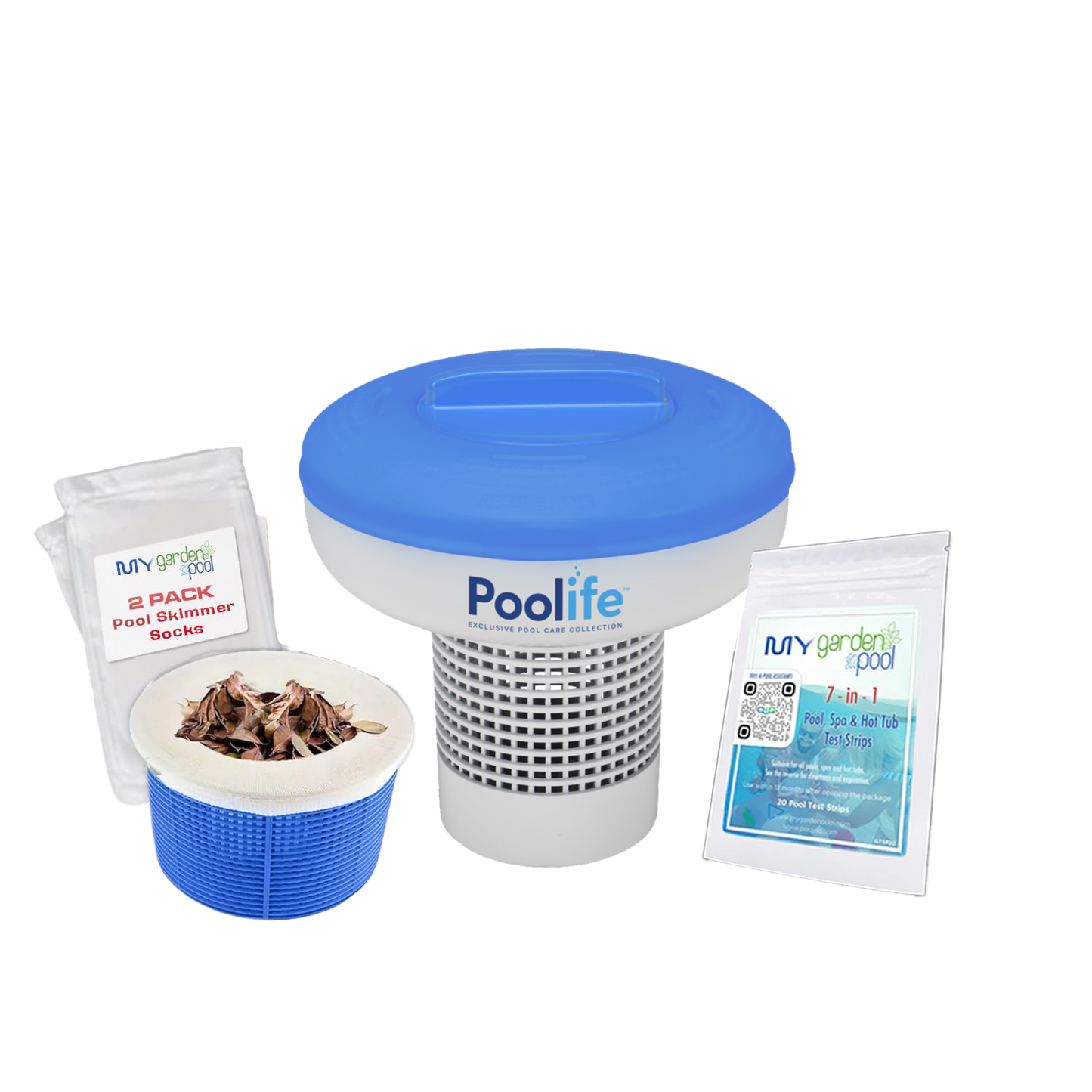 Poolife NST Chlorine Floater – Preloaded Slow-Dissolving Tablet Dispenser – Maintains Clean Water with No Mess – Bonus Scum Socks Included