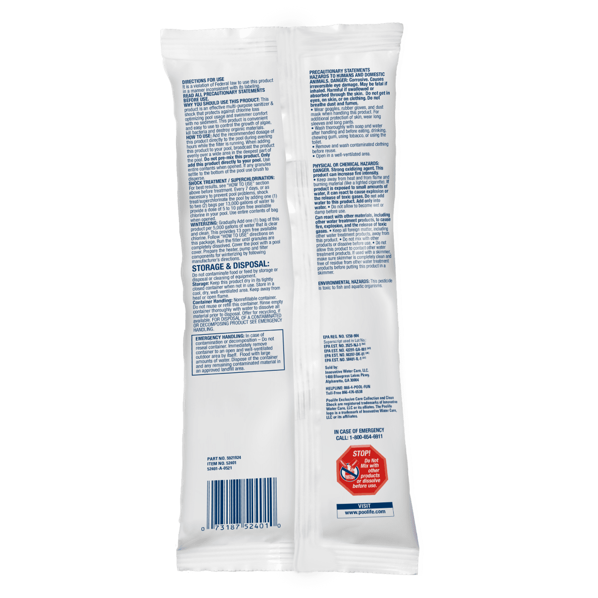 Poolife Clean Shock 1 lb – Quick-Dissolving Oxidizer for Crystal Clear Water – Ideal for Weekly Shocking – Includes 2 Scum Socks and 7-in-1 Test Strips