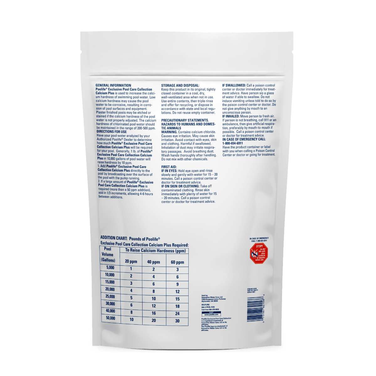 Poolife Calcium Plus 8 lb – 93% Calcium Hardness Increaser – Protects Pool Surfaces & Equipment – Includes 2 Scum Socks and 7-in-1 Test Strips