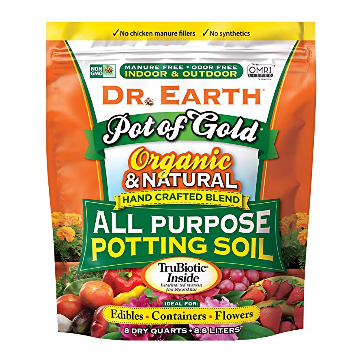 Dr. Earth Dr. Earth Pot of Gold All Purpose Potting Soil, 8 qt – Container Gardening Mix