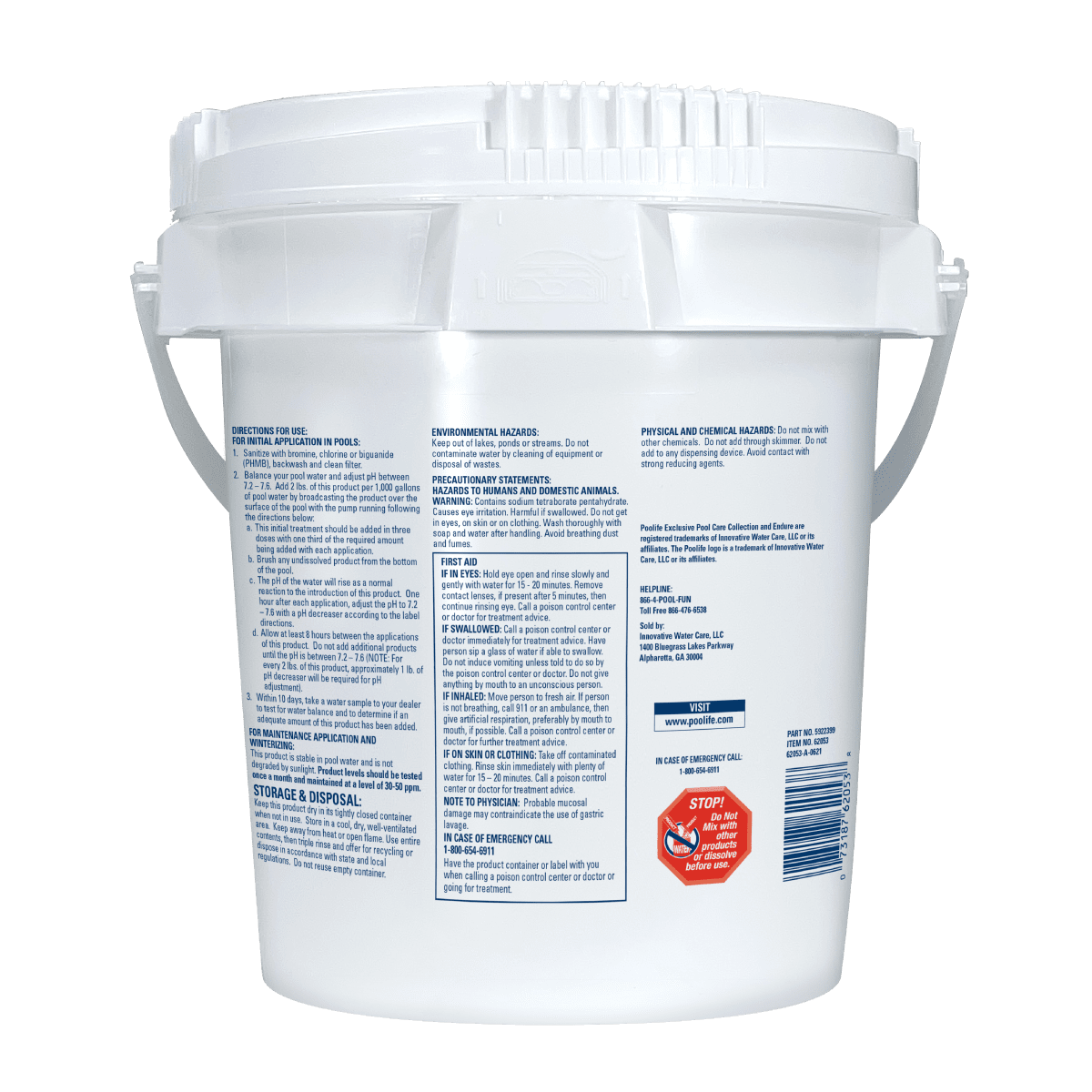 Poolife Endure Water Conditioner 45 lb – Improves Water Feel & Clarity – Reduces Irritation – Includes 2 Scum Socks and 7-in-1 Test Strips