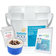 Pool Breeze Extra Chlorine Tablets – 4 lb Pail – All-in-One 3" Tabs – Includes Scum Socks & Test Strips