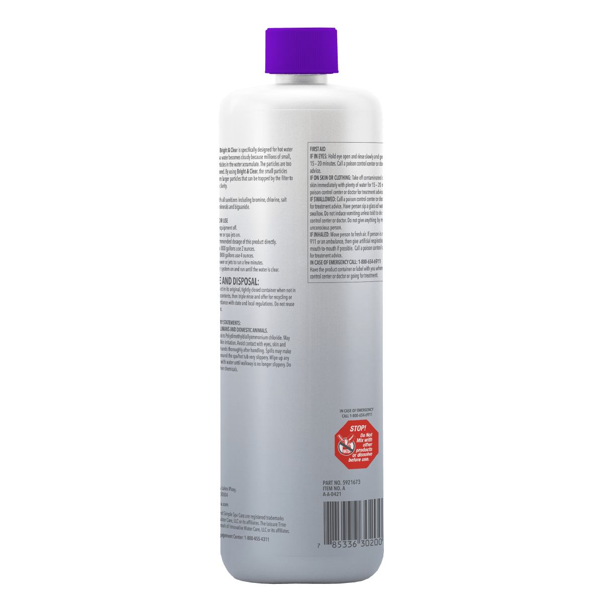 Leisure Time Bright & Clear 32 fl oz – Clarifies Spa Water Fast – Enhances Filter Performance – Includes Scum Sponge and 7-in-1 Test Strips