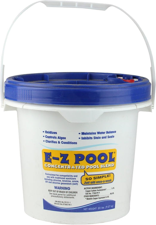 E-Z Pool Concentrated Pool Blend 20 LB - EZP20 with My Garden Pool 20 Ct. Test Strips & 2 Pack Pool Skimmer Socks and Pool-IQ, Smart Pool AI Assistant!