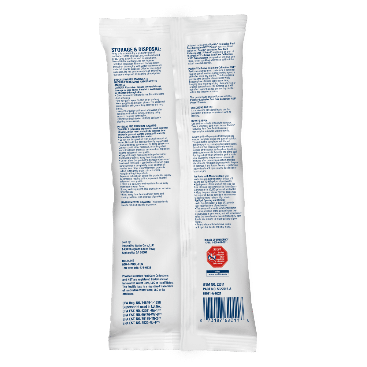 Poolife NST Purify 1 lb x 12 Pack – Stabilizer-Free Chlorine Shock Tablets for Pools – Long-Lasting Weekly Treatment – Includes 2 Scum Socks and 7-in-1 Test Strips