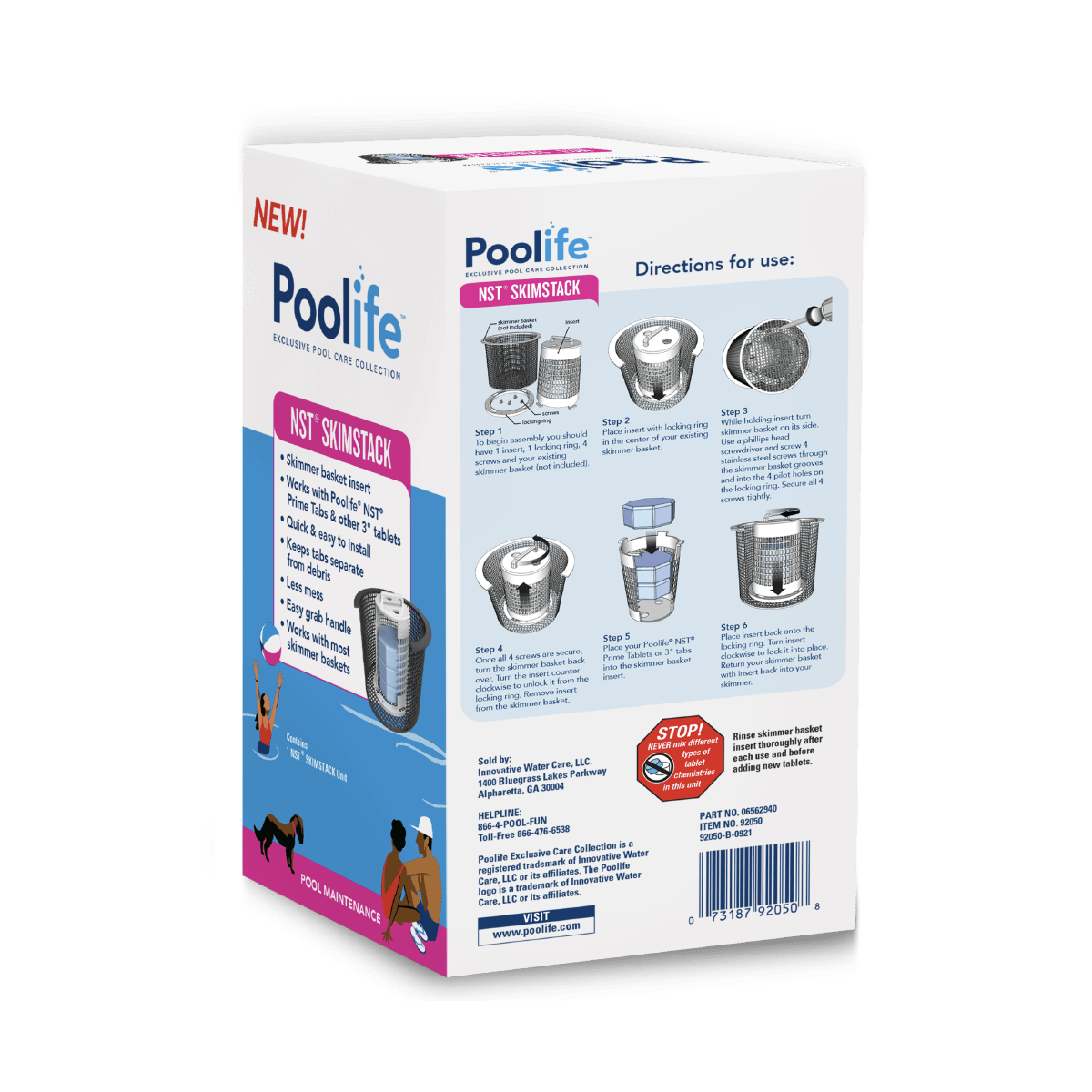 Poolife NST Skimstack – Keeps Chlorine Tablets Dry & Separate – Extends Tablet Life & Reduces Waste – Bonus Scum Socks Included