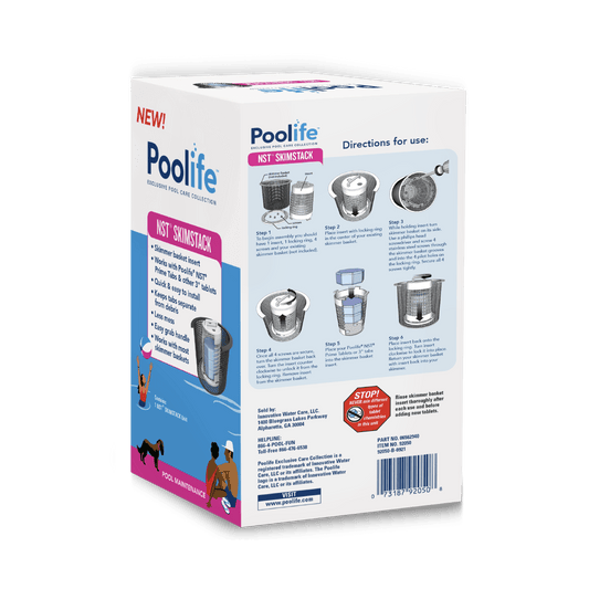 Poolife NST Skimstack – Keeps Chlorine Tablets Dry & Separate – Extends Tablet Life & Reduces Waste – Bonus Scum Socks Included