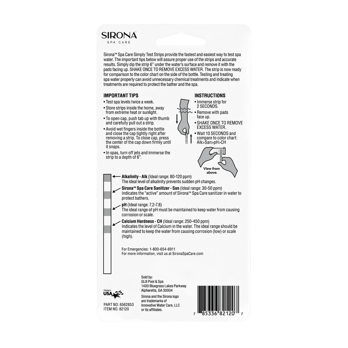 Sirona Test Strips – Chlorine and Bromine – Spa Water Testing Kit with 7-in-1 Test Strips & Scum Sponge