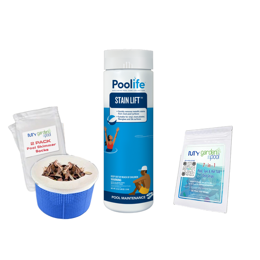 Poolife Stain Lift 2.5 lb – Powerful Stain Remover for Metals & Organics – Restores Pool Surfaces – Includes Test Strips and 2 Scum Socks
