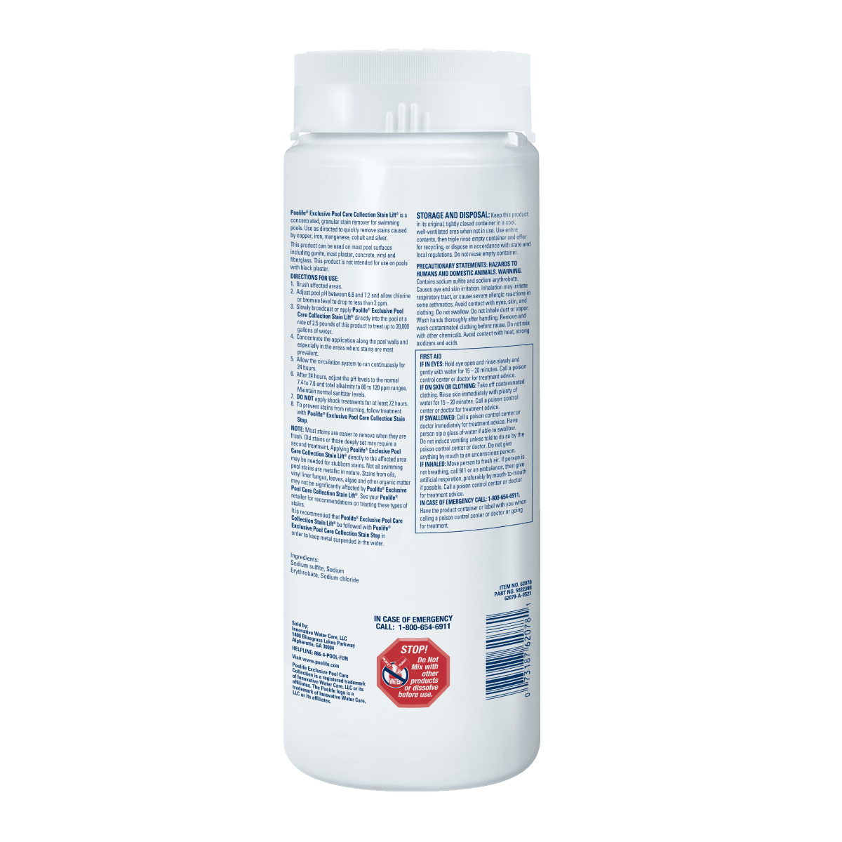 Poolife Stain Lift 2.5 lb – Powerful Stain Remover for Metals & Organics – Restores Pool Surfaces – Includes Test Strips and 2 Scum Socks
