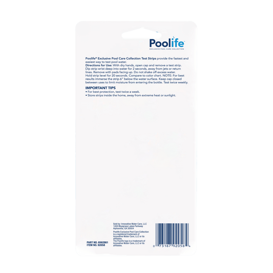 Poolife 6-Way Test Strip – Fast & Accurate Pool Water Testing for Chlorine, pH, Alkalinity & More – 1 Pack – Bonus Scum Socks Included
