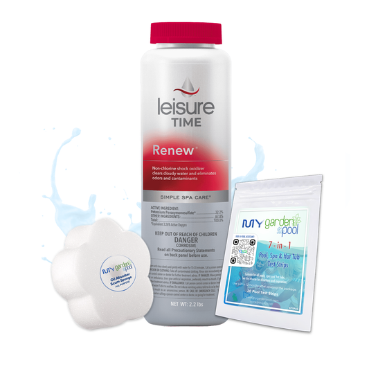 Leisure Time Bromine Tablets 2.2 lbs – Long-Lasting Spa Sanitizer – Easy Water Care – Includes Scum Sponge and 7-in-1 Test Strips