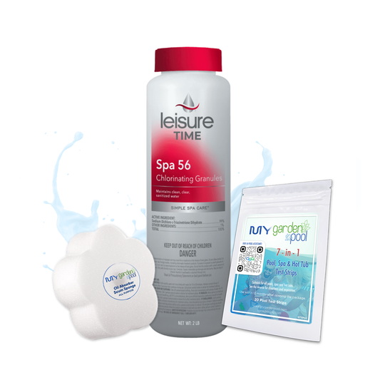 Leisure Time Spa 56 Chlorinating Granules 2 lbs – Powerful Spa Sanitizer – Fast Water Purification – Includes Scum Sponge and 7-in-1 Test Strips