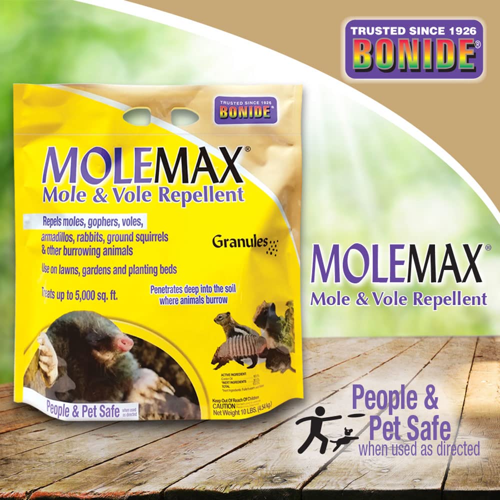 Bonide MoleMax 10 lb bag outdoors