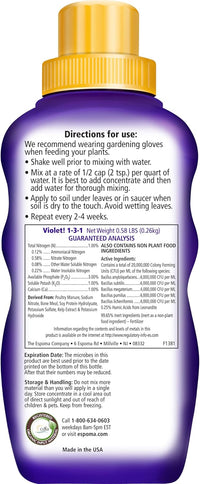 Violet! 8 oz – Espoma Organic African Violet Fertilizer – Includes My Garden Pool Claw Gloves & Soil pH Test Strips