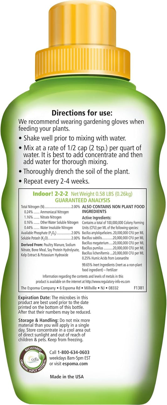 Indoor! 8 oz – Espoma Organic Houseplant Fertilizer – Includes My Garden Pool Claw Gloves & Soil pH Test Strips