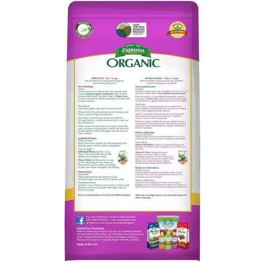 Espoma Flower-tone 4 lb – Bloom Booster Fertilizer + Free Claw Gloves & pH Test Kit