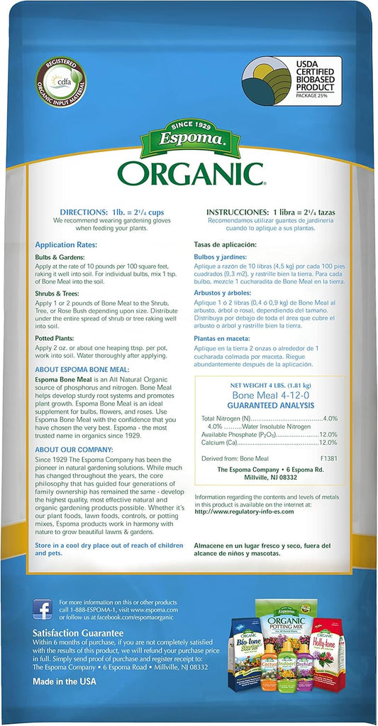 Espoma Bone Meal 4 lb – Organic Flower & Bulb Fertilizer – Includes Claw Gloves & pH Soil Test Kit by My Garden Pool