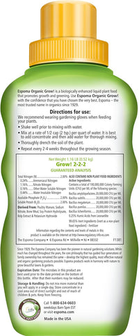 Grow! 16 oz – Espoma Organic Liquid Plant Food for All-Purpose Growth – Includes My Garden Pool Claw Gloves & Soil pH Test Strips