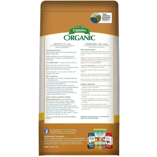 Espoma Compost Starter 4 lb – Organic Accelerator for Faster Composting – Bonus Claw Gloves & Soil pH Test Kit