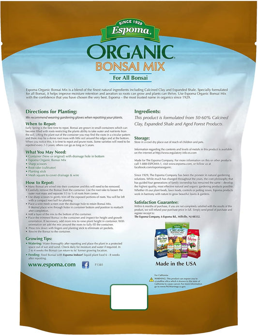 Espoma Organic Bonsai Mix 4 qt – Premium Soil for Bonsai Trees – Bonus Gloves & Soil pH Test Kit